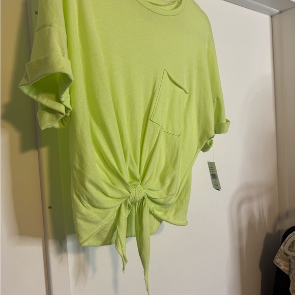 NSF Limon Lime Green Knotted Women’s Top Tshirt Large - Picture 2 of 5